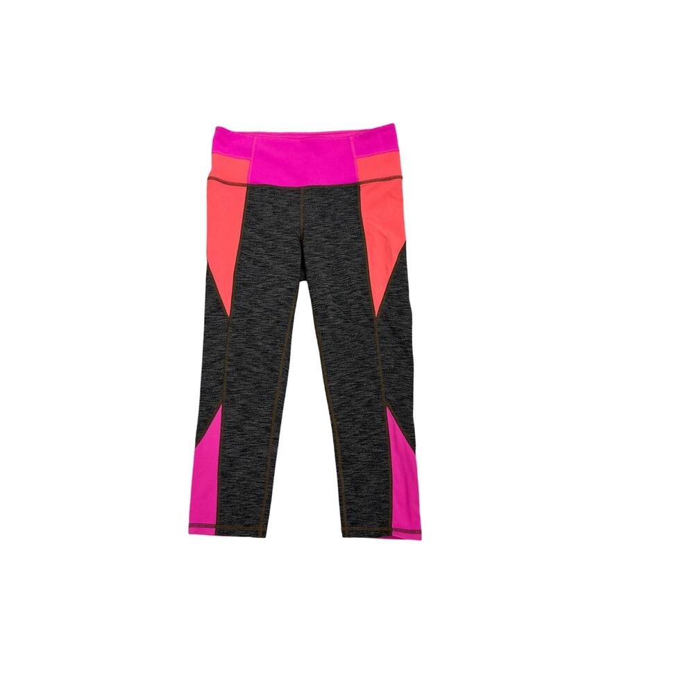 ATHLETA Chaturanga Capri Crop Leggings Gray Neon Pink Size Women's Small